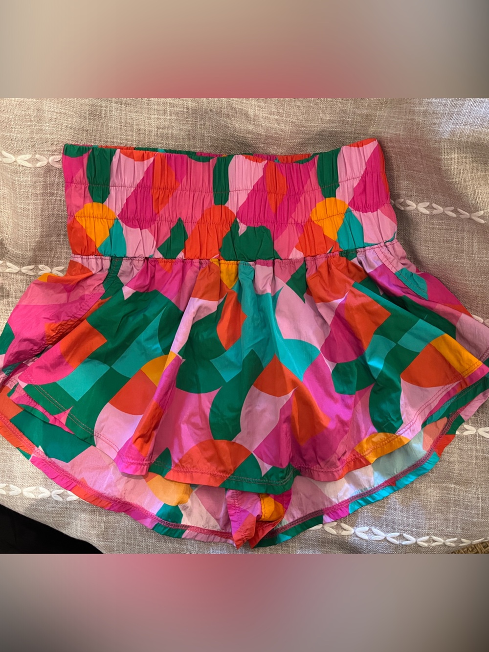 Peach Love California High-Waist Geo Print Shorts - Pink Multi